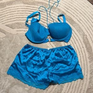 Intimissimi Teal Lace Trim Bra Set
